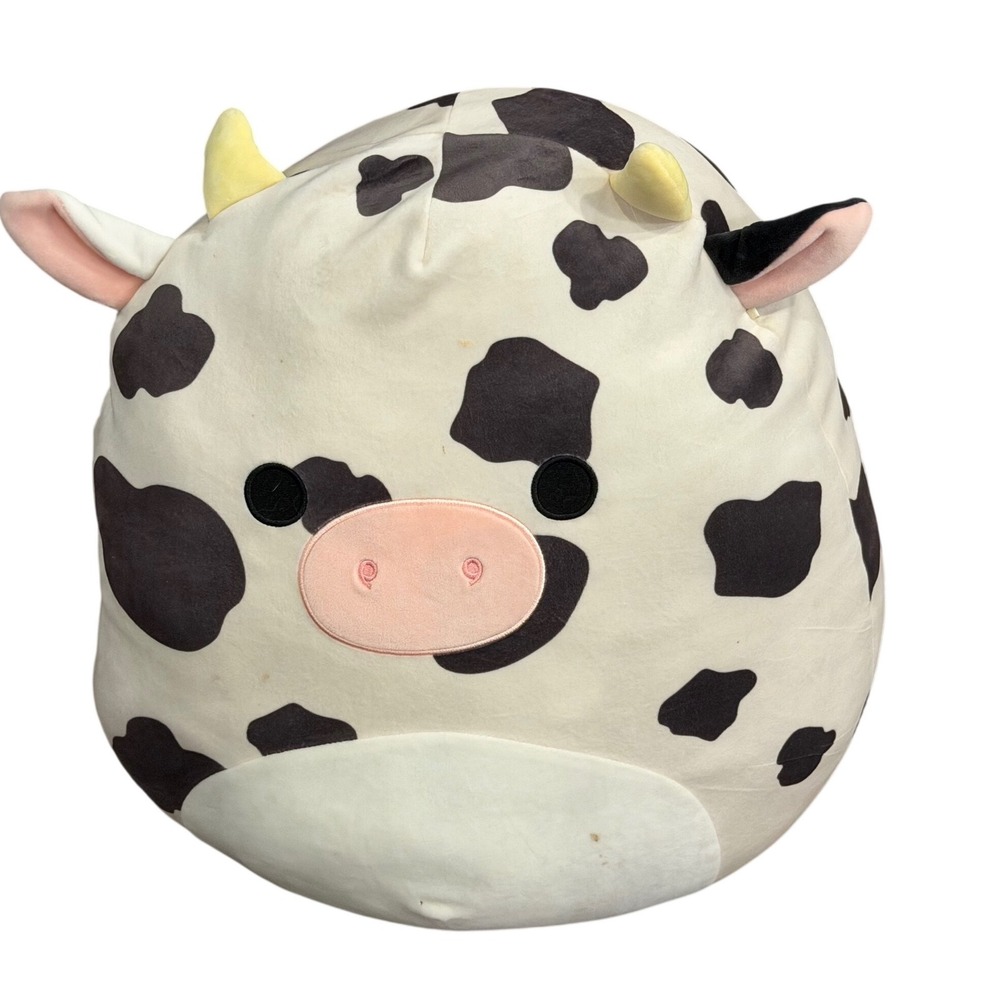 Kellytoy Squishmallows Colin the Cow Black White Spotted Plush 16 Inch Jazwares